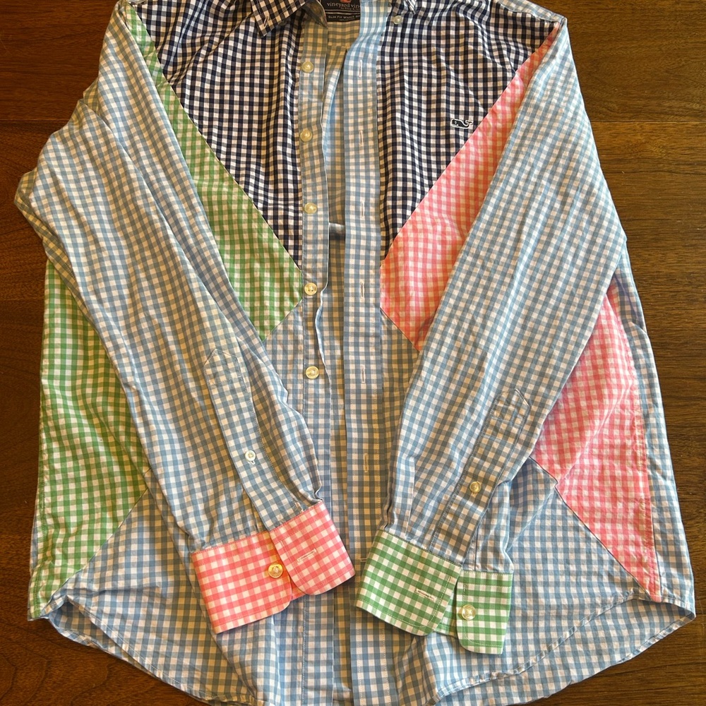 Vineyard Vines Blue and Pink Gingham Shirt